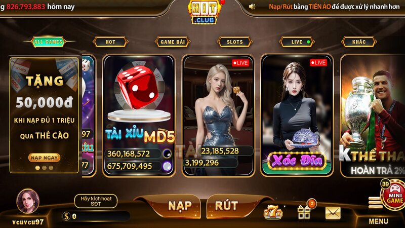 Đa dạng game tại HIT CLUB đang chờ đón bạn khám phá