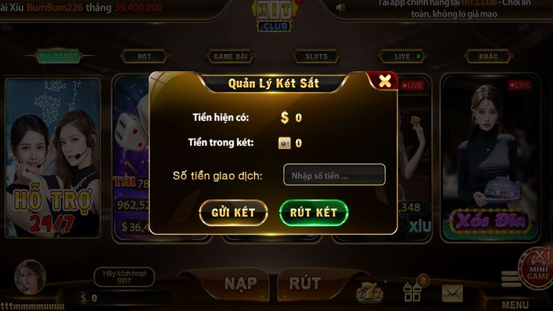 Hướng dẫn dùng tính năng két sắt HIT CLUB