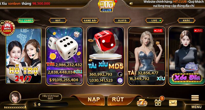 Cổng game HIT CLUB sang trọng